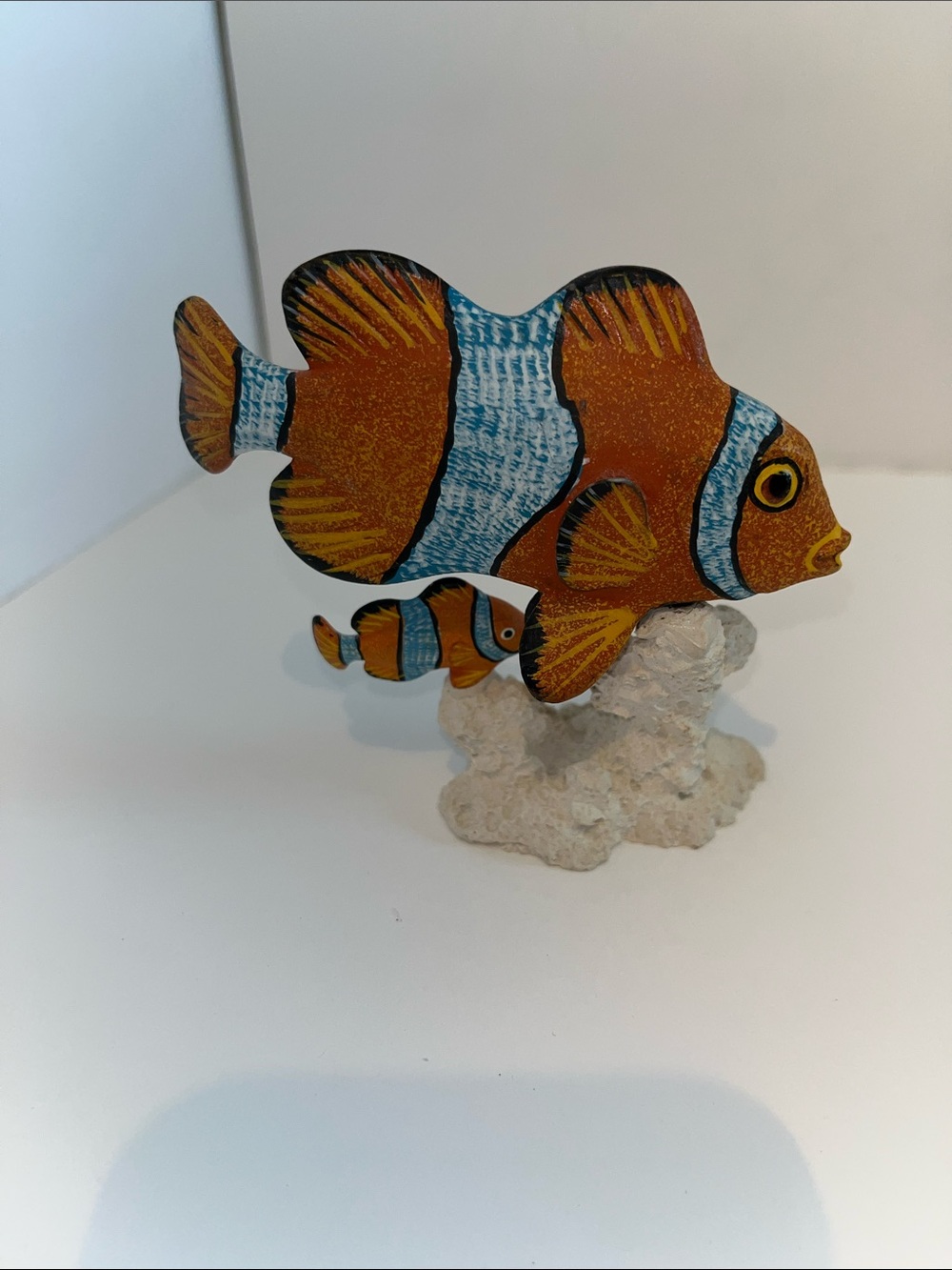 Orange & White Clownfish Aquarium Ornament - Decorative Fish Accent